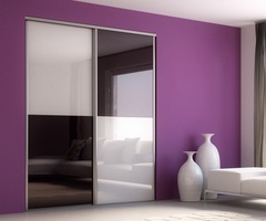 Sliding doors Comete lacquered glass White and miror